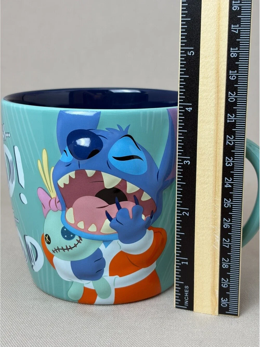 Disney Parks Stitch Coffee Mug Mornings Bad Coffee Good Scrump Teal Blue Cup 16o